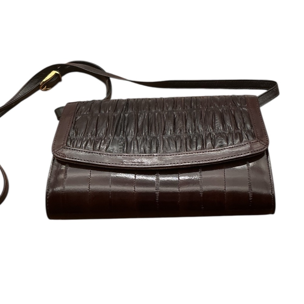 EEL‎ SKIN Elegant Brown Leather Women's Bag size.